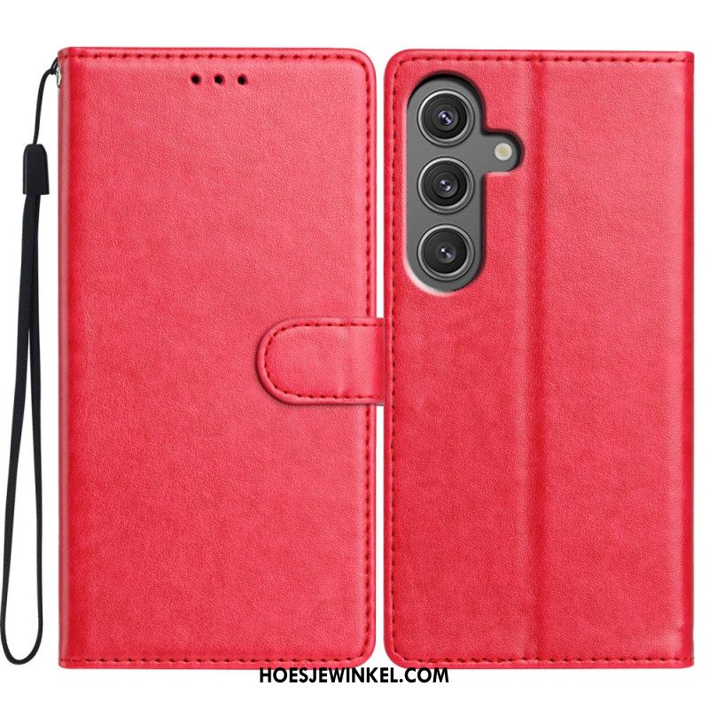 Leren Hoesje Samsung Galaxy S25 5g Effen Kunstleer Bescherming Hoesje