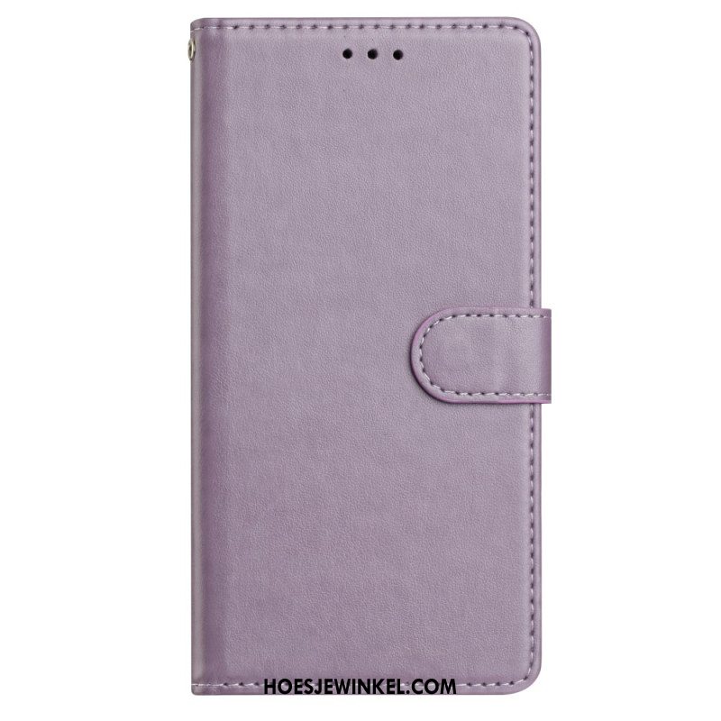 Leren Hoesje Samsung Galaxy S25 5g Effen Kunstleer Bescherming Hoesje