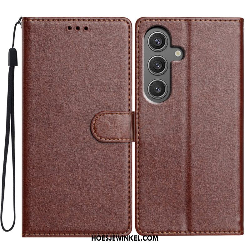 Leren Hoesje Samsung Galaxy S25 5g Effen Kunstleer Bescherming Hoesje