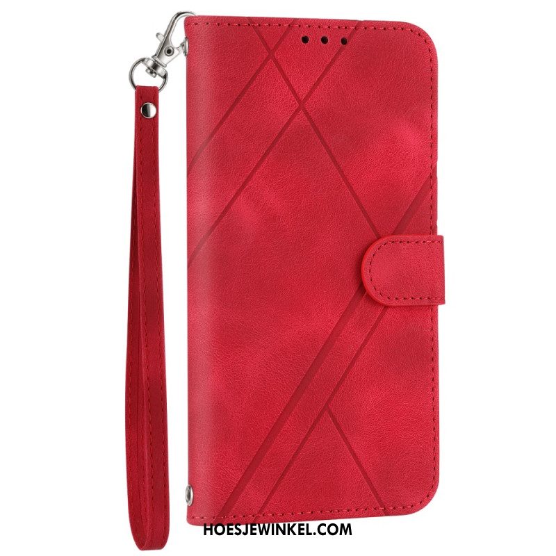 Leren Hoesje Samsung Galaxy S25 5g Gestreept Koord