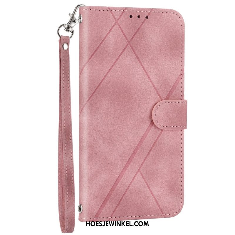 Leren Hoesje Samsung Galaxy S25 5g Gestreept Koord