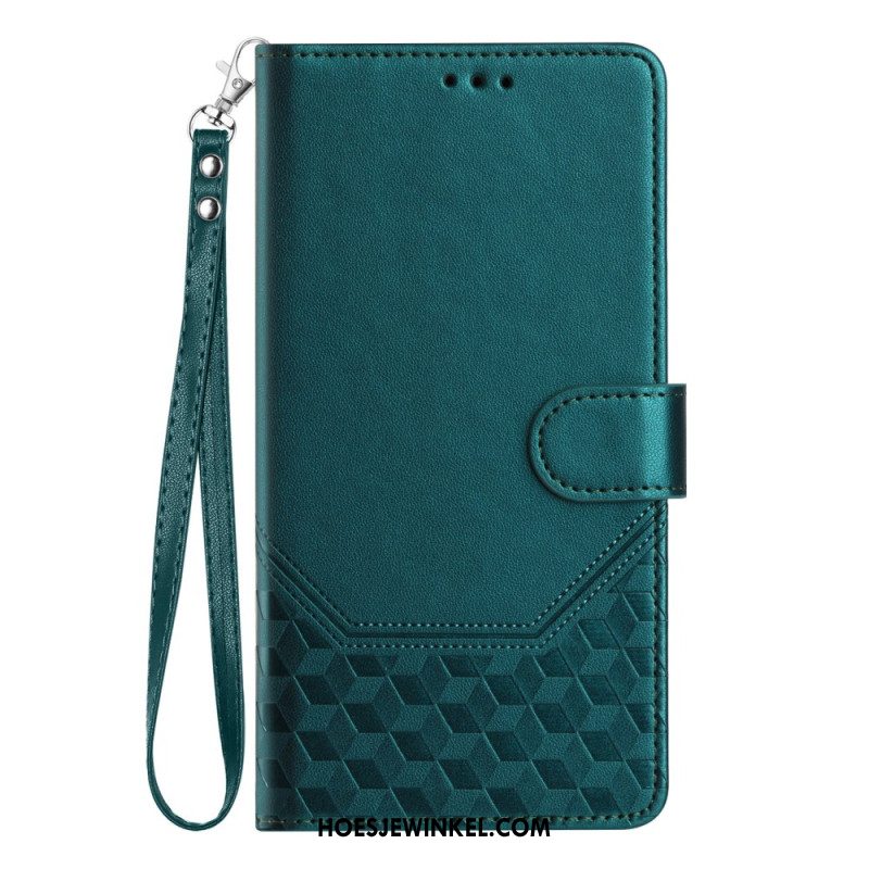 Leren Hoesje Samsung Galaxy S25 5g Honingraatpatroon Bescherming Hoesje