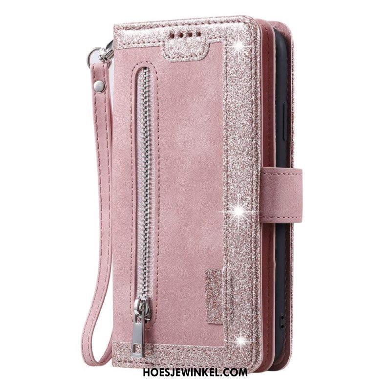 Leren Hoesje Samsung Galaxy S25 5g Portemonnee Met 9 Kaartsleuven En Koord Bescherming Hoesje