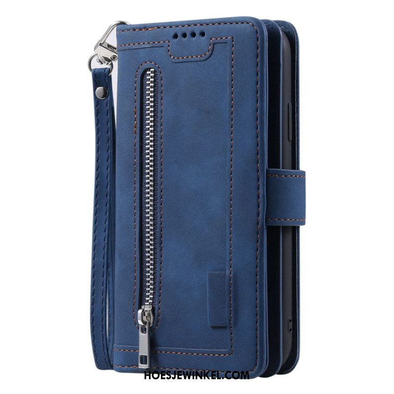 Leren Hoesje Samsung Galaxy S25 5g Portemonnee Met 9 Kaartsleuven En Koord Bescherming Hoesje