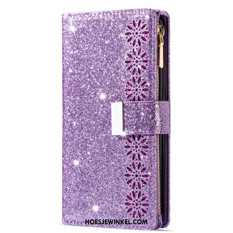 Leren Hoesje Samsung Galaxy S25 5g Portemonnee Met Pailletten