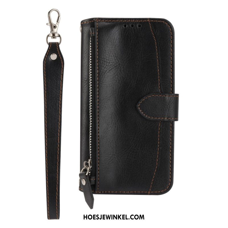 Leren Hoesje Samsung Galaxy S25 5g Vak Met Rits Riem En Schouderriem