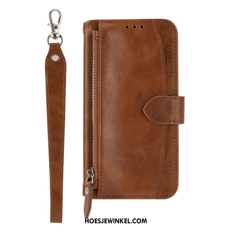 Leren Hoesje Samsung Galaxy S25 5g Vak Met Rits Riem En Schouderriem