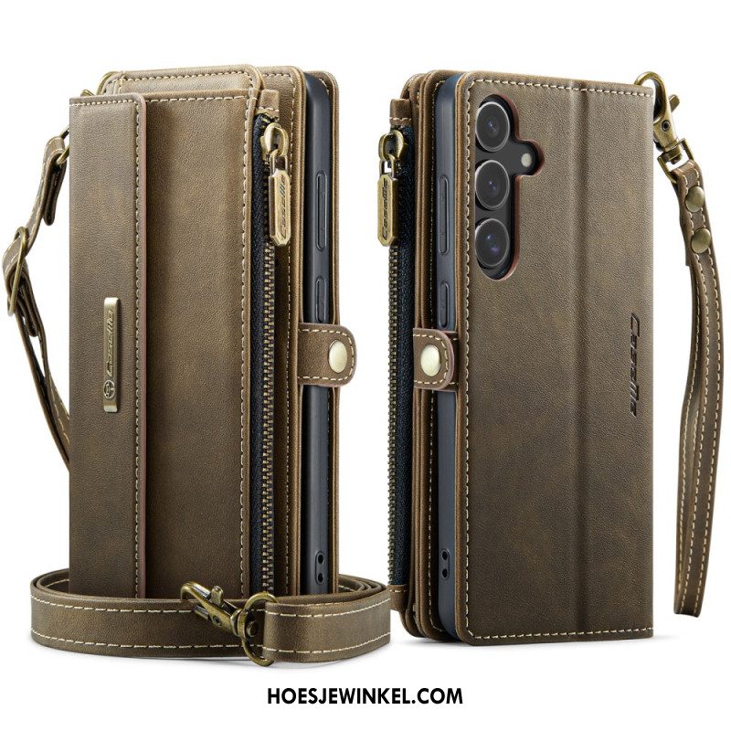 Leren Hoesje Samsung Galaxy S25 5g Volledig Rfid-portemonnee Bescherming Hoesje