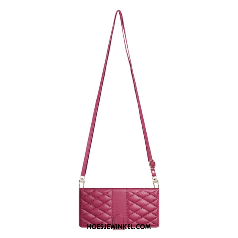 Leren Hoesje Samsung Galaxy S25 Fe Gewatteerde Portemonnee Met Riempjes Bescherming Hoesje