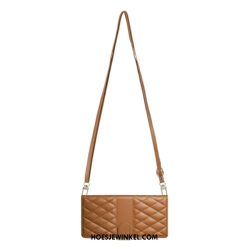 Leren Hoesje Samsung Galaxy S25 Fe Gewatteerde Portemonnee Met Riempjes Bescherming Hoesje