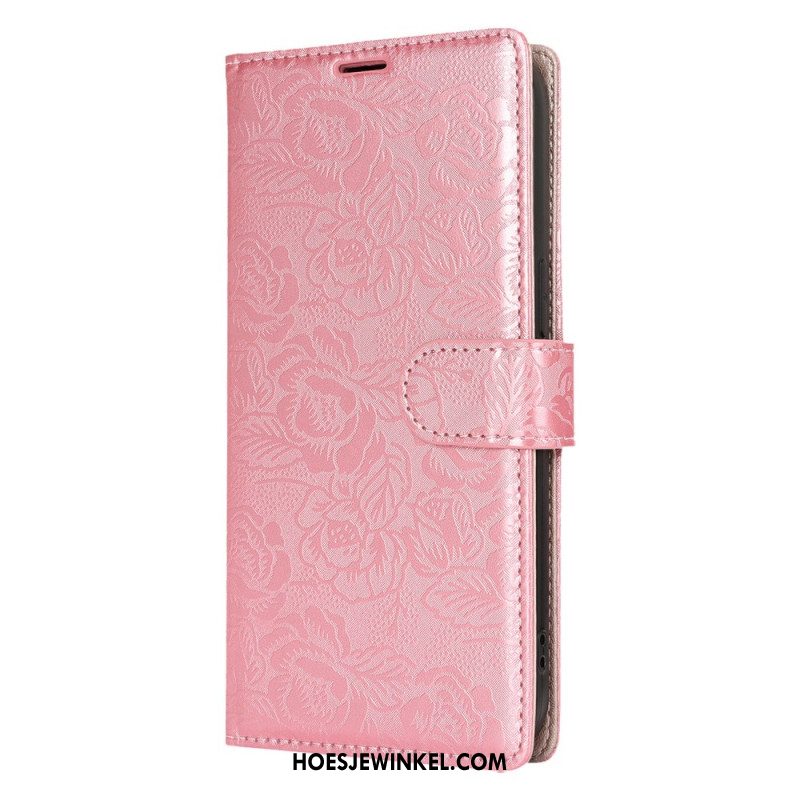 Leren Hoesje Samsung Galaxy S25 Plus 5g Bloemenprint Met Bandje