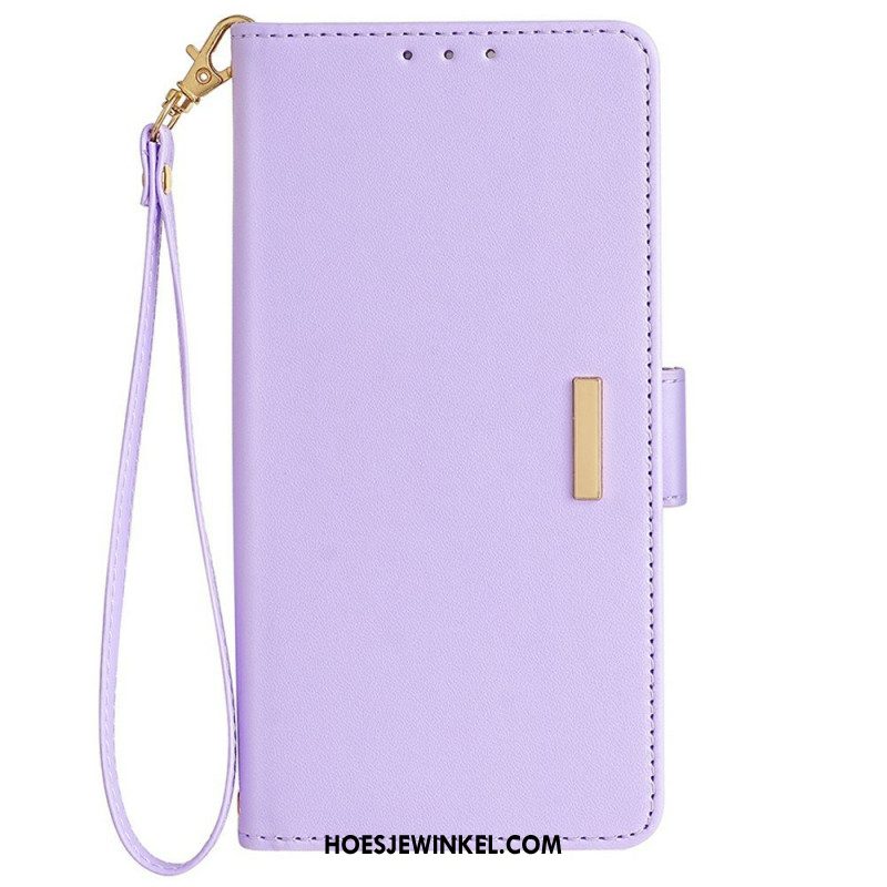 Leren Hoesje Samsung Galaxy S25 Plus 5g Gouden Sluiting Met Bandje Bescherming Hoesje