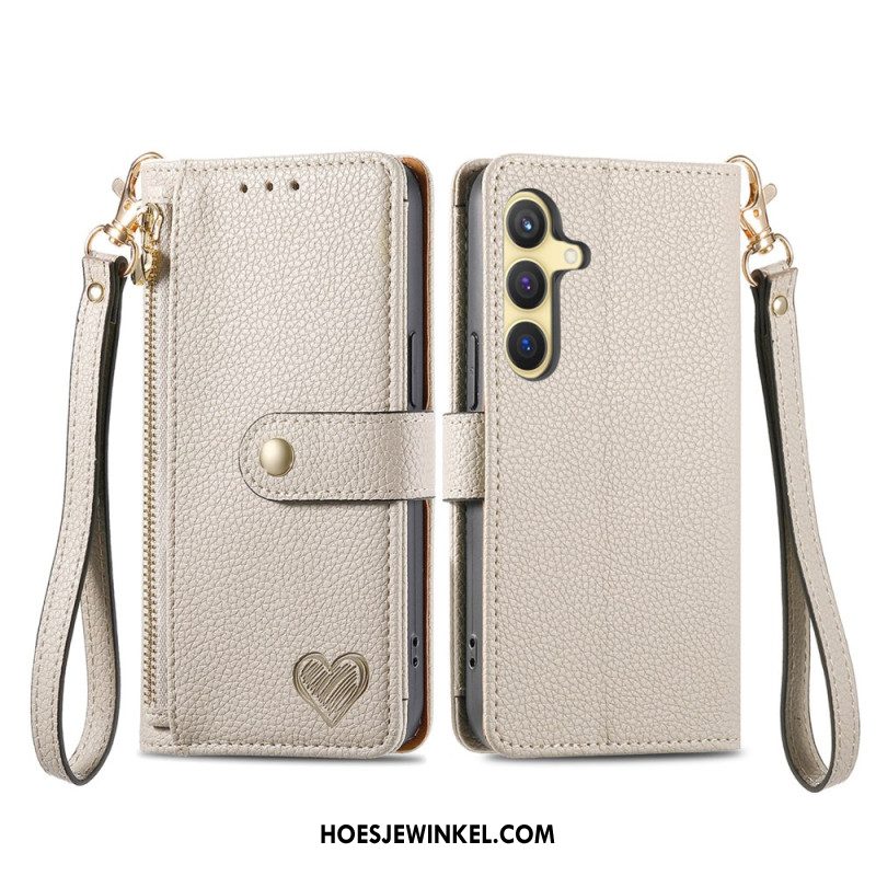 Leren Hoesje Samsung Galaxy S25 Plus 5g Leren Portemonnee Met Anti-rfid Ritsvak Bescherming Hoesje