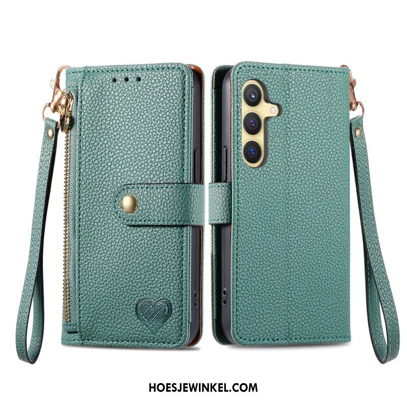 Leren Hoesje Samsung Galaxy S25 Plus 5g Leren Portemonnee Met Anti-rfid Ritsvak Bescherming Hoesje