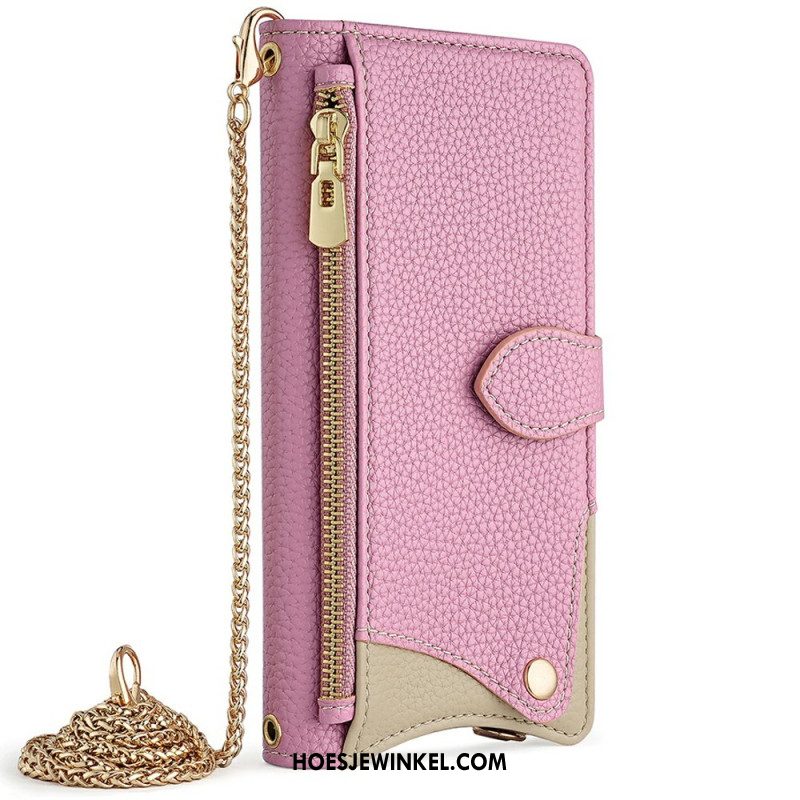 Leren Hoesje Samsung Galaxy S25 Plus 5g Portemonnee Met Ketting