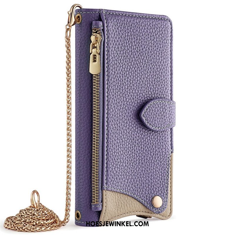 Leren Hoesje Samsung Galaxy S25 Plus 5g Portemonnee Met Ketting