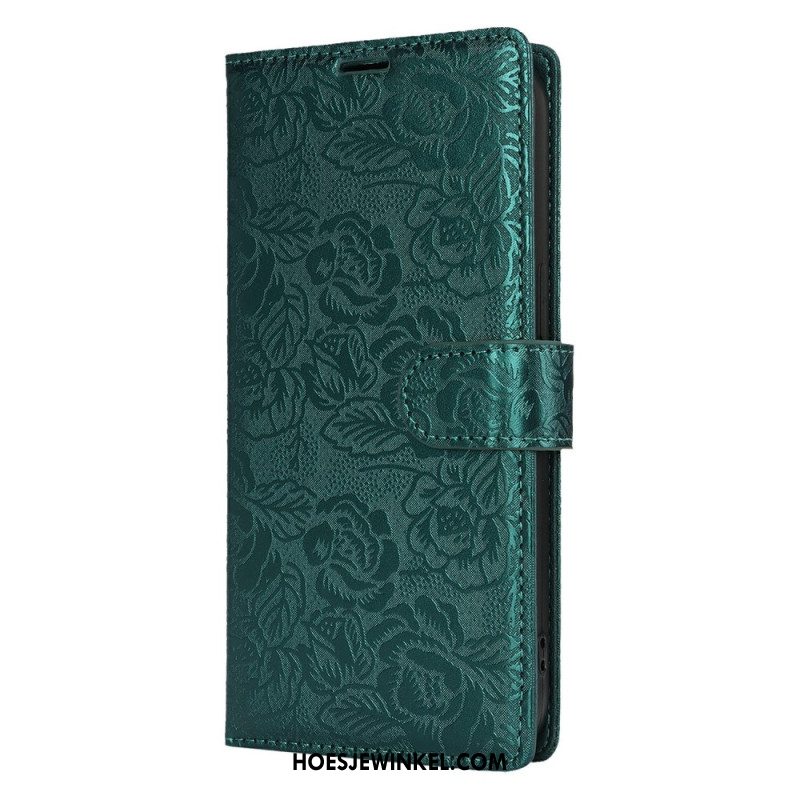 Leren Hoesje Samsung Galaxy S25 Ultra 5g Bloemenprint Met Bandje