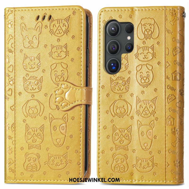 Leren Hoesje Samsung Galaxy S25 Ultra 5g Geanimeerde Dieren