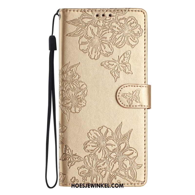 Leren Hoesje Samsung Galaxy S25 Ultra 5g Kersenbloesems Bescherming Hoesje