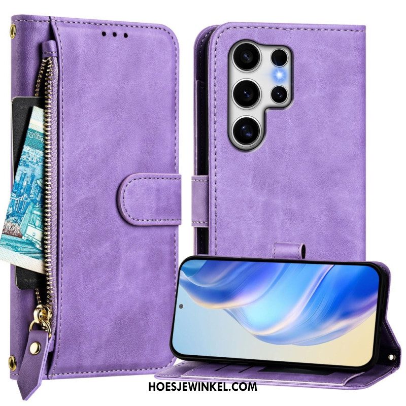 Leren Hoesje Samsung Galaxy S25 Ultra 5g Portemonnee En Standaard Bescherming Hoesje