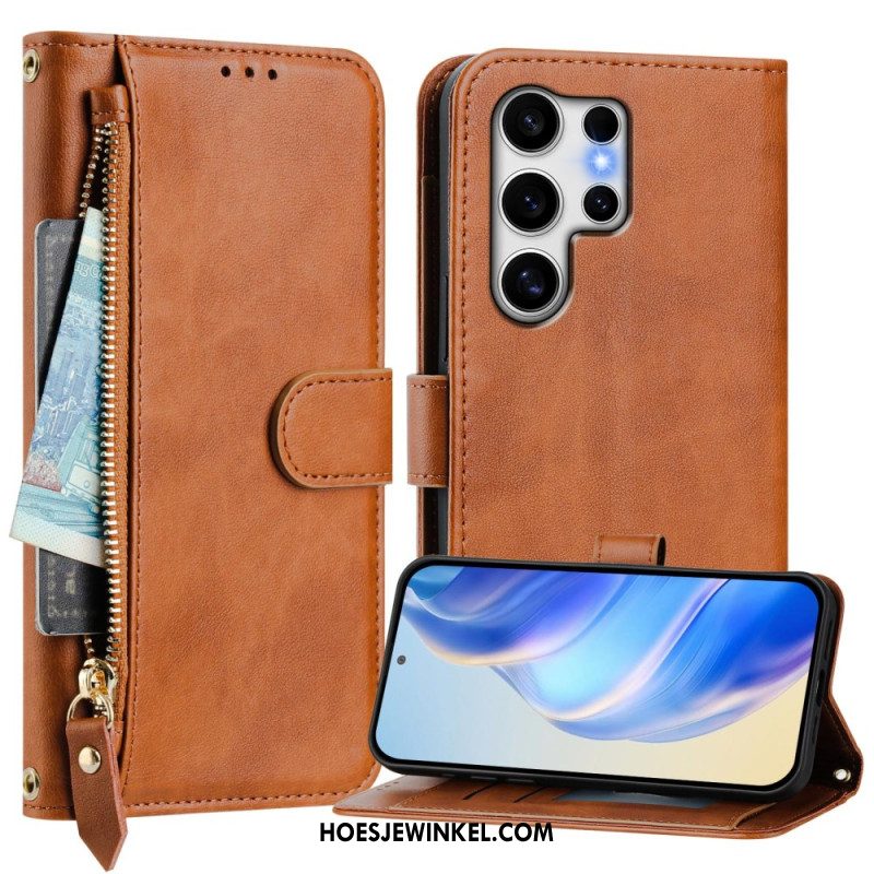 Leren Hoesje Samsung Galaxy S25 Ultra 5g Portemonnee En Standaard Bescherming Hoesje