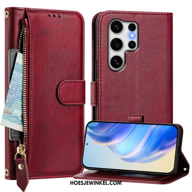 Leren Hoesje Samsung Galaxy S25 Ultra 5g Portemonnee En Standaard Bescherming Hoesje
