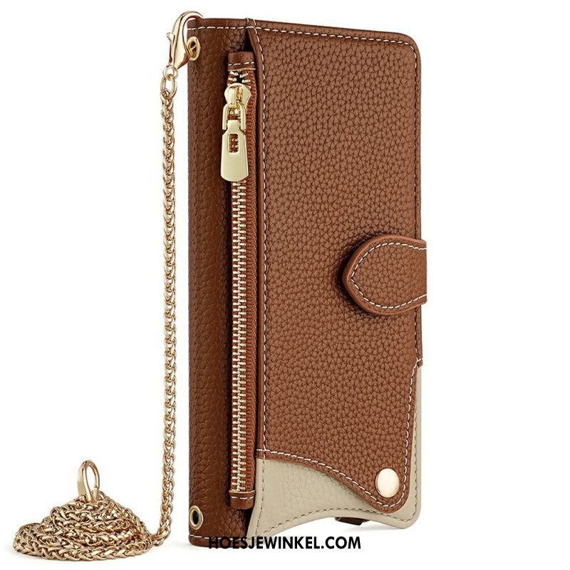 Leren Hoesje Samsung Galaxy S25 Ultra 5g Portemonnee Met Ketting Bescherming Hoesje
