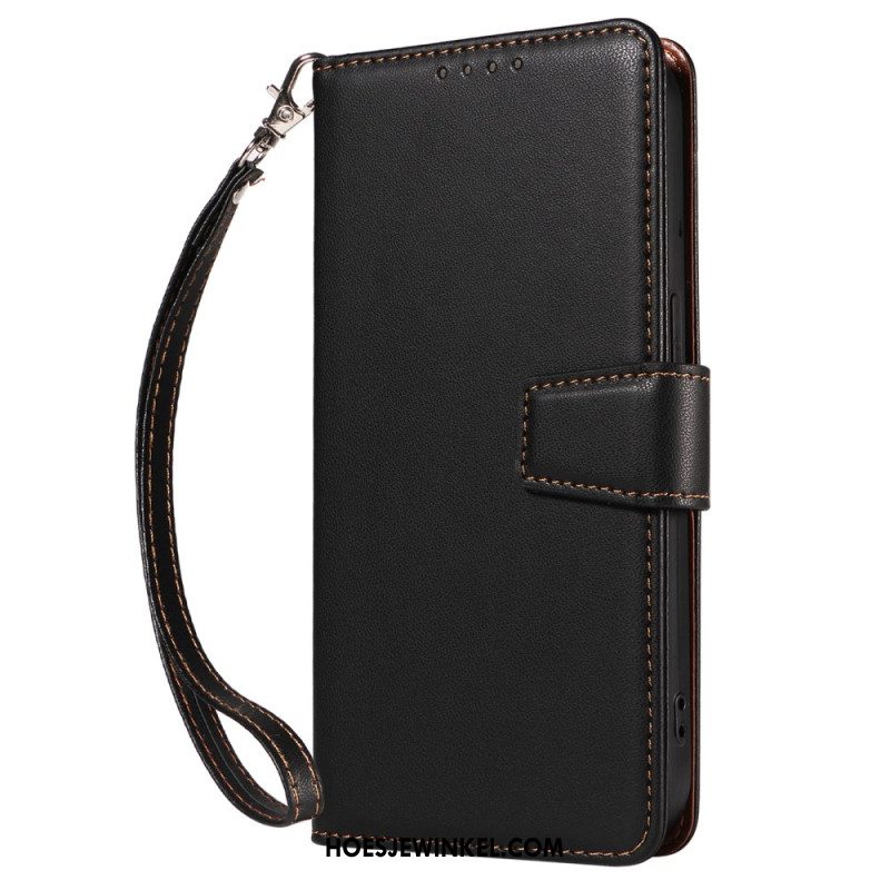 Leren Hoesje Samsung Galaxy S25 Ultra 5g Rfid-leren Portemonnee Met Bandje