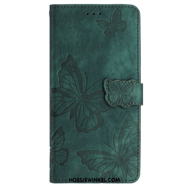 Leren Hoesje Samsung Galaxy S25 Ultra 5g Vlinders Met Suède-effect Bescherming Hoesje