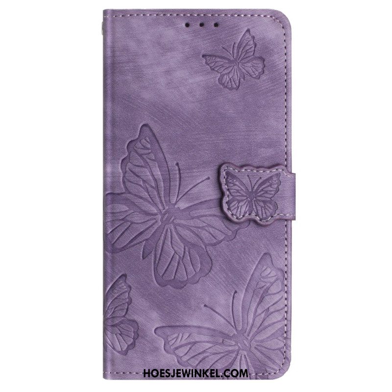 Leren Hoesje Samsung Galaxy S25 Ultra 5g Vlinders Met Suède-effect Bescherming Hoesje