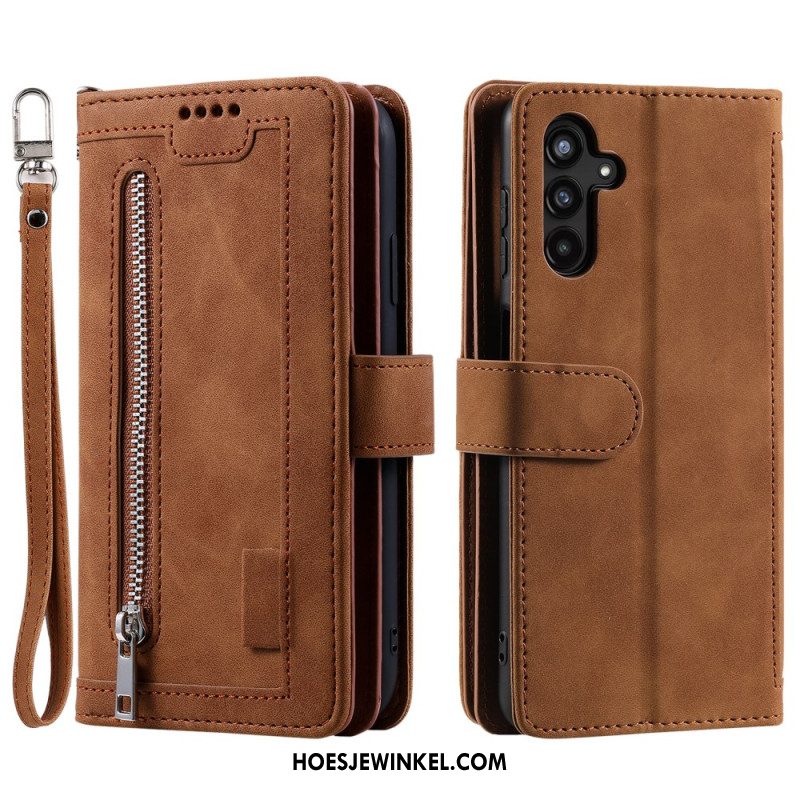 Leren Hoesje Samsung Galaxy S26 Plus 9 Kaartsleuven En Ritssluiting Bescherming Hoesje