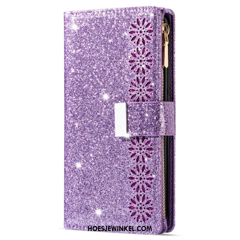 Leren Hoesje Samsung Galaxy S26 Portemonnee Met Pailletten Bescherming Hoesje