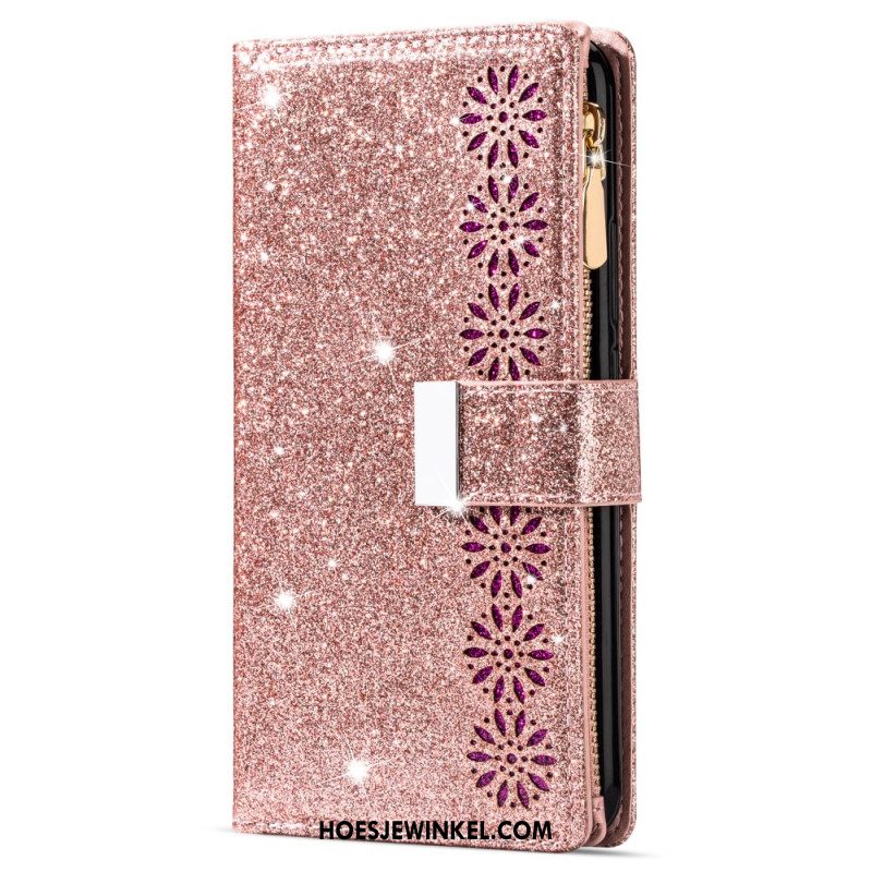 Leren Hoesje Samsung Galaxy S26 Portemonnee Met Pailletten Bescherming Hoesje