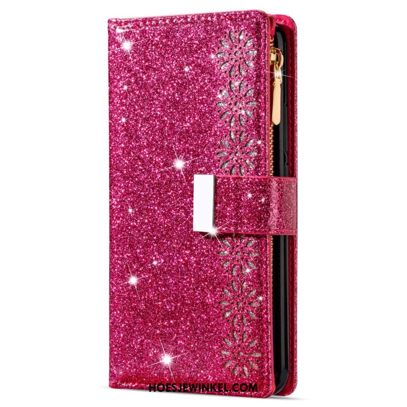 Leren Hoesje Samsung Galaxy S26 Portemonnee Met Pailletten Bescherming Hoesje