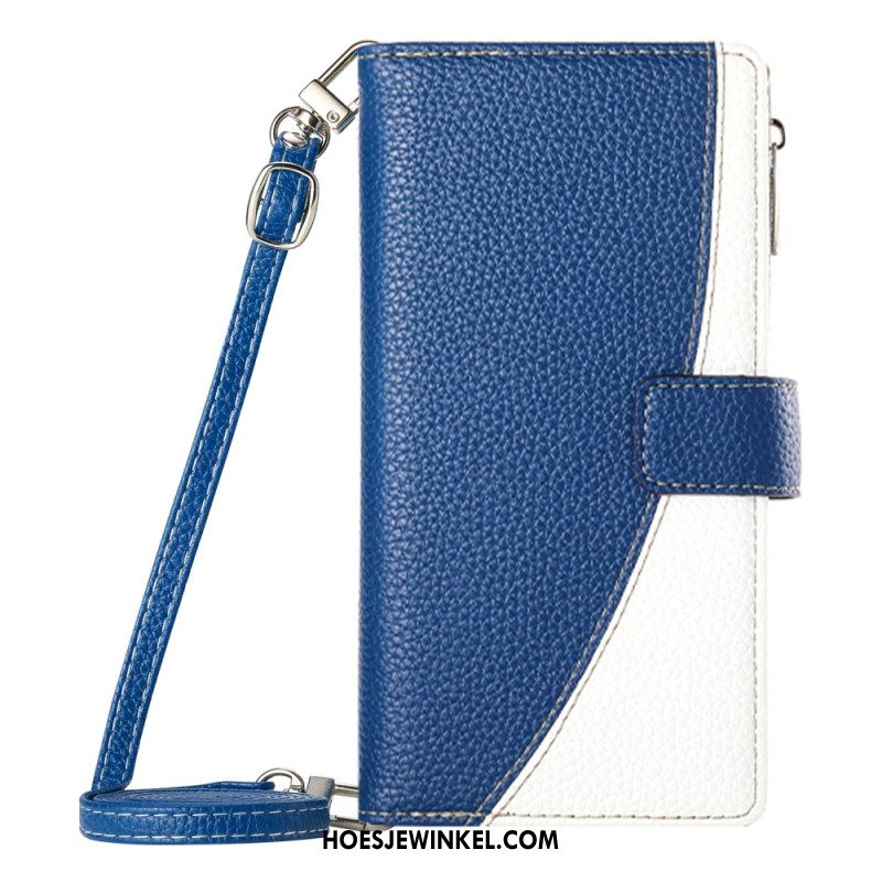 Leren Hoesje Samsung Galaxy S26 Tweekleurige Portemonnee Met Bandjes