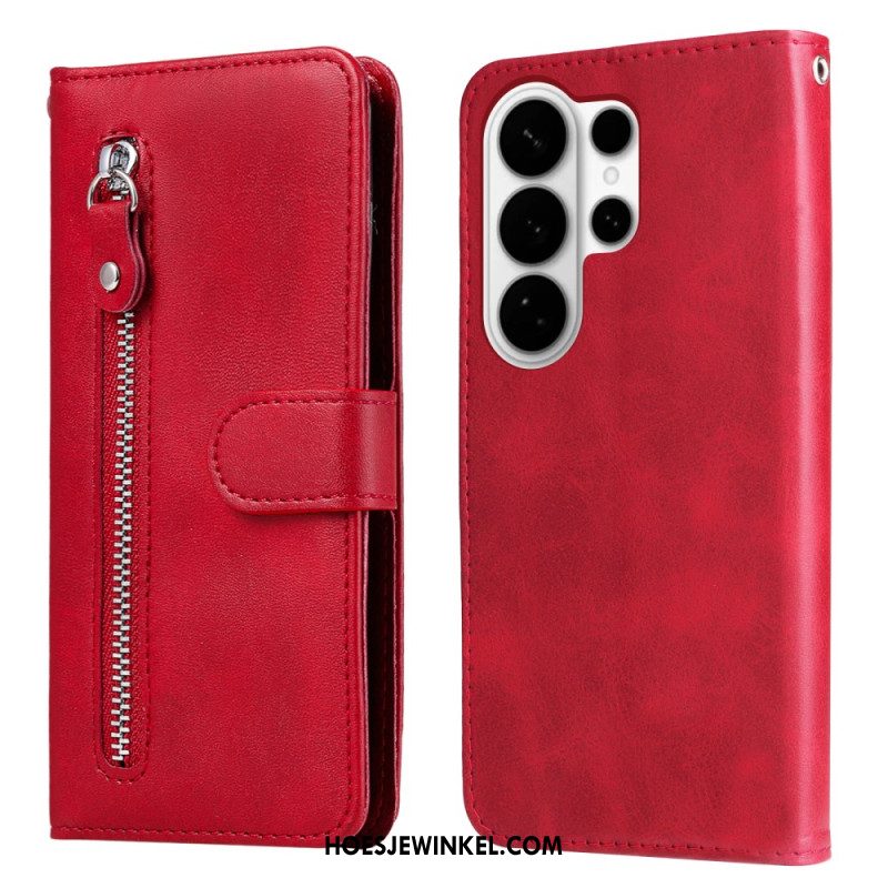 Leren Hoesje Samsung Galaxy S26 Ultra Vak Met Rits Bescherming Hoesje