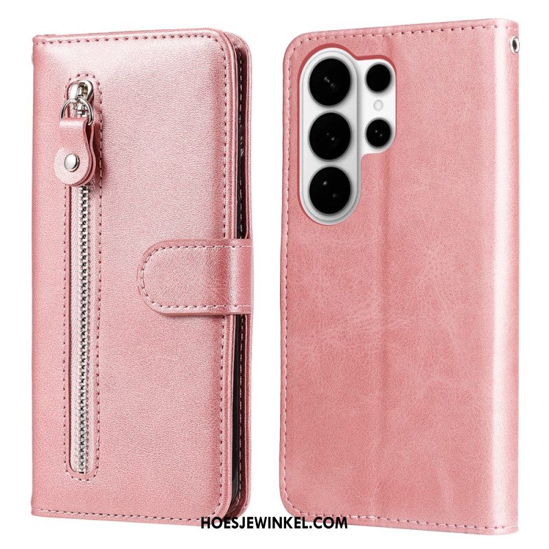 Leren Hoesje Samsung Galaxy S26 Ultra Vak Met Rits Bescherming Hoesje