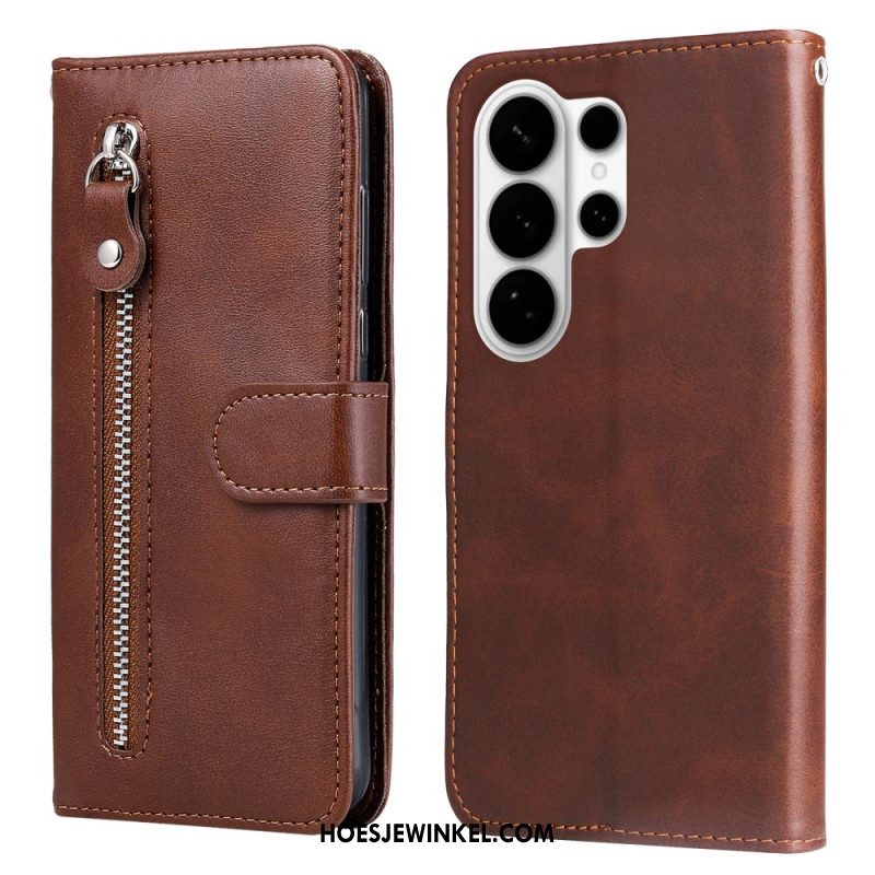 Leren Hoesje Samsung Galaxy S26 Ultra Vak Met Rits Bescherming Hoesje