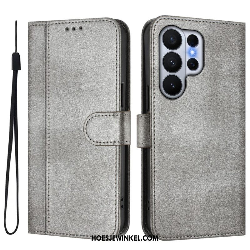 Leren Hoesje Samsung Galaxy S26 Ultra Vintage Design Bescherming Hoesje