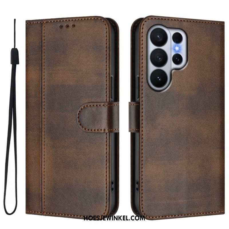 Leren Hoesje Samsung Galaxy S26 Ultra Vintage Design Bescherming Hoesje