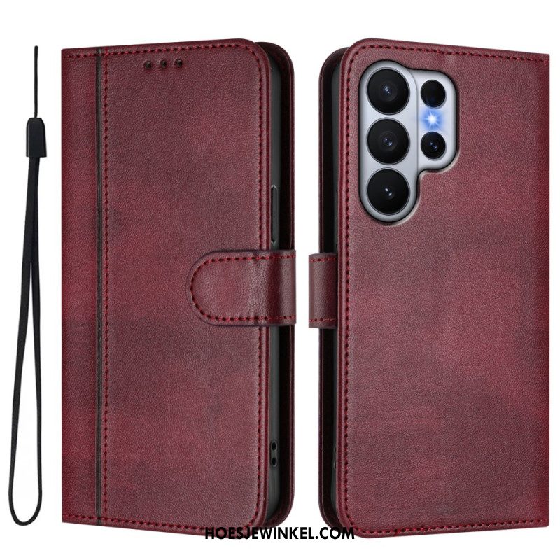 Leren Hoesje Samsung Galaxy S26 Ultra Vintage Design Bescherming Hoesje