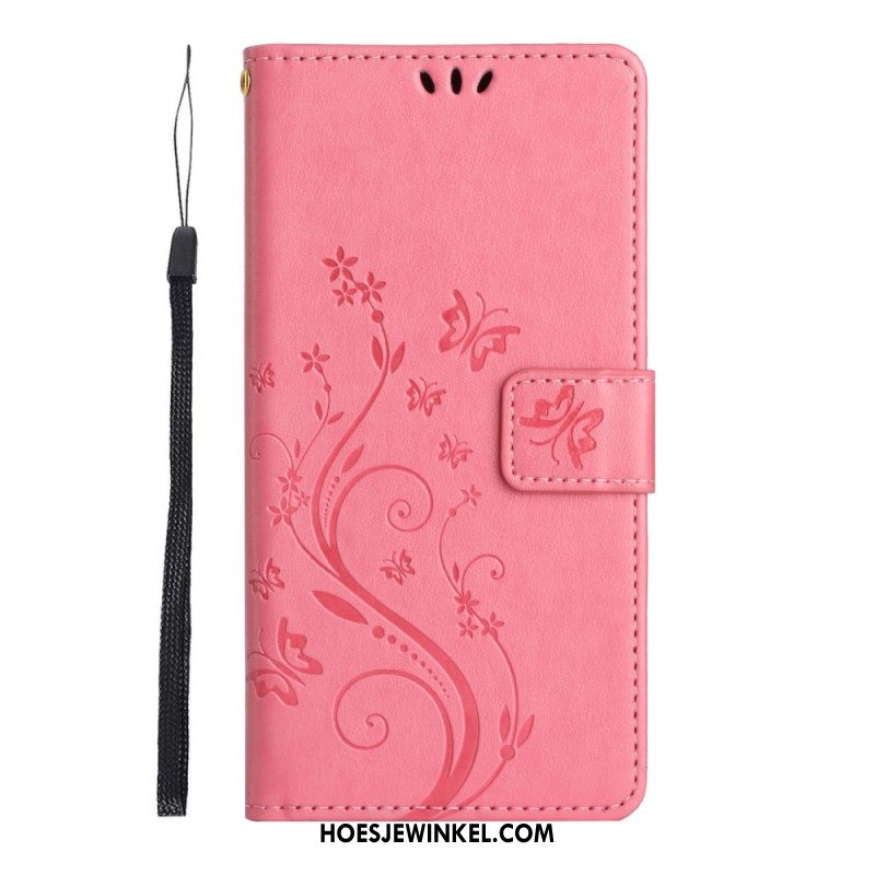 Leren Hoesje Samsung Galaxy S26 Ultra Vlinder En Bloemen Bescherming Hoesje