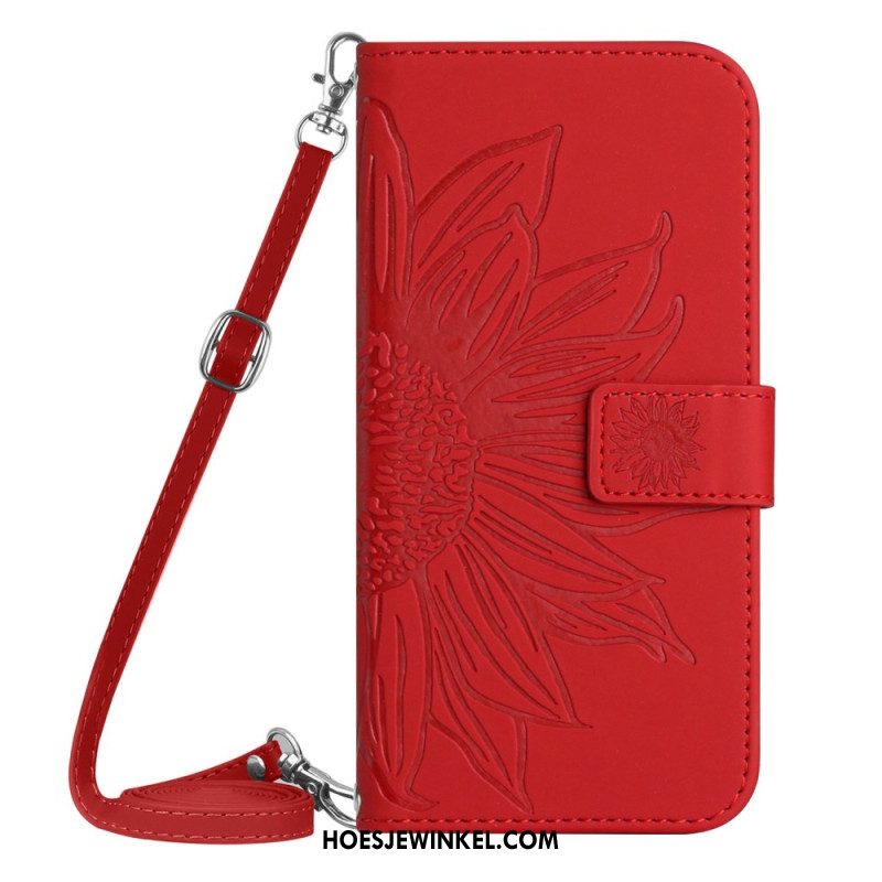 Leren Hoesje Samsung Galaxy S26 Zonnebloemprint Met Schouderband Bescherming Hoesje