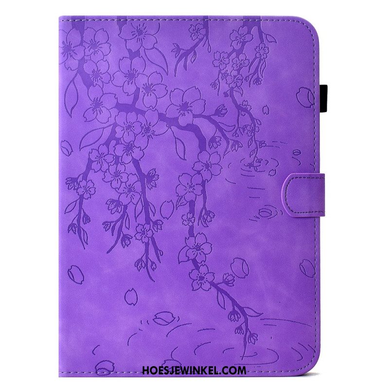 Leren Hoesje Samsung Galaxy Tab S11 Bloemenpatroon Van Suède Bescherming Hoesje