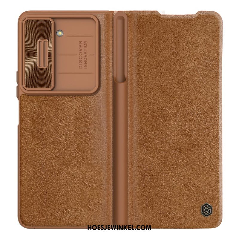 Leren Hoesje Samsung Galaxy Z Fold 5 Nillkin Imitatieleer Bescherming Hoesje