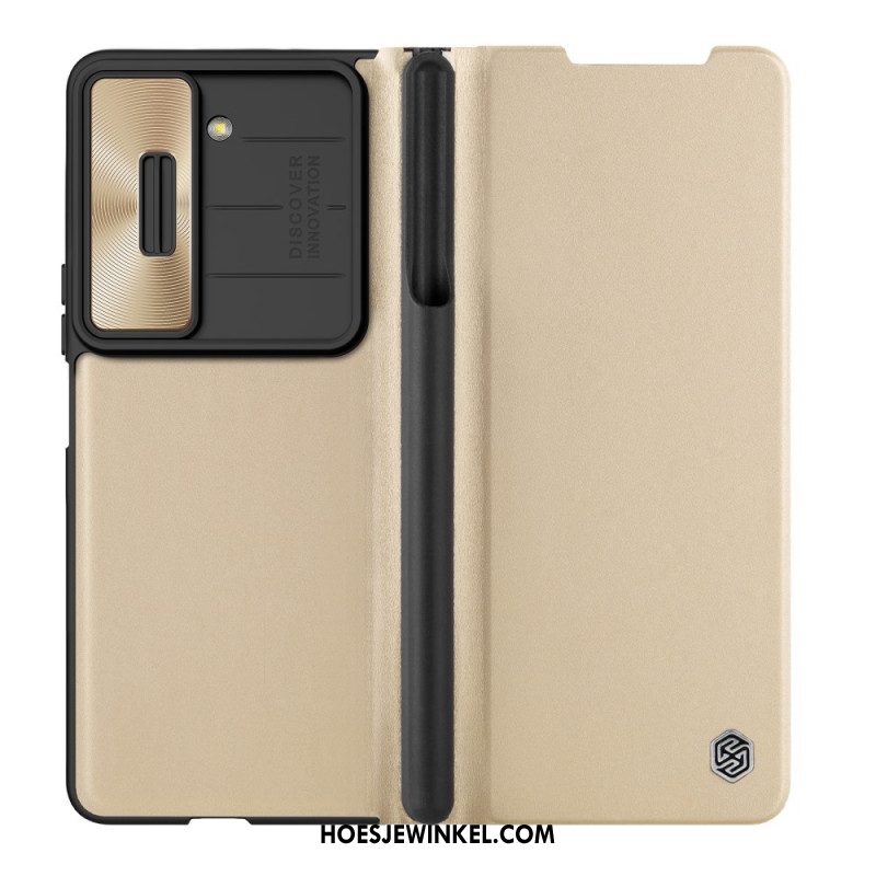 Leren Hoesje Samsung Galaxy Z Fold 5 Nillkin Imitatieleer Bescherming Hoesje
