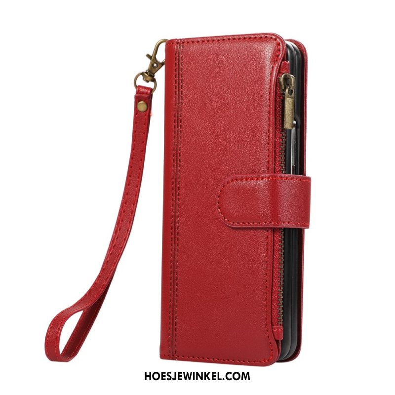 Leren Hoesje Samsung Galaxy Z Fold 7 Portemonnee Met Riempje