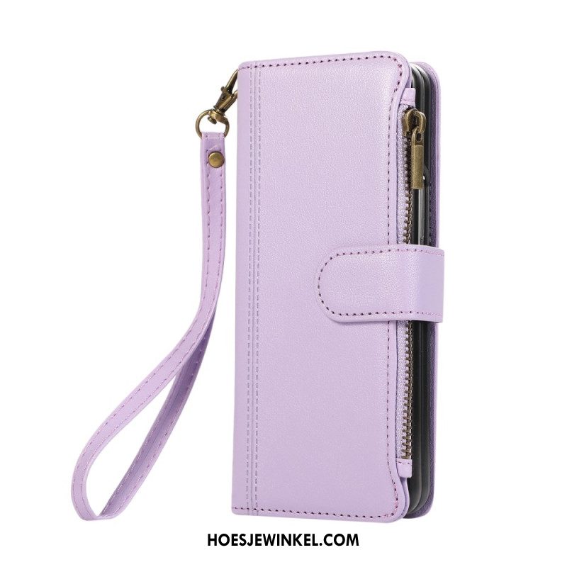 Leren Hoesje Samsung Galaxy Z Fold 7 Portemonnee Met Riempje