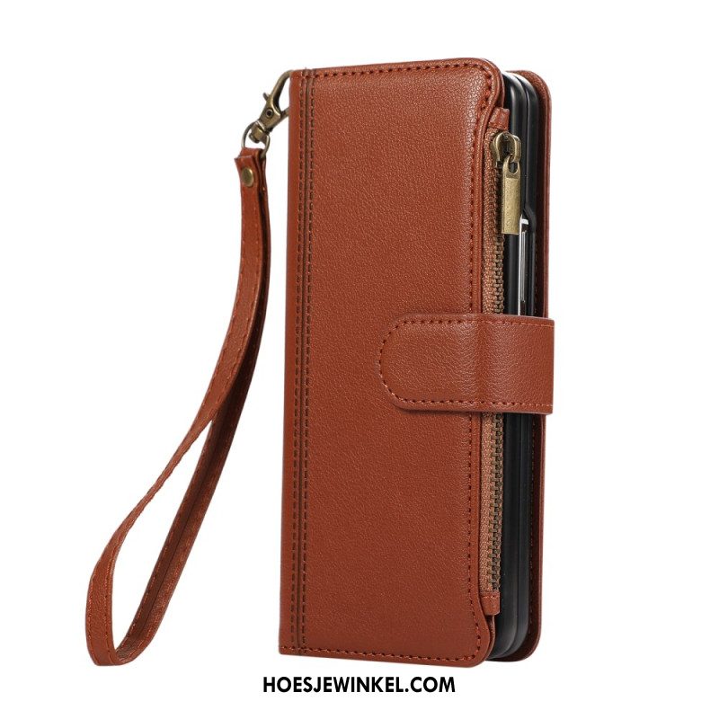 Leren Hoesje Samsung Galaxy Z Fold 7 Portemonnee Met Riempje