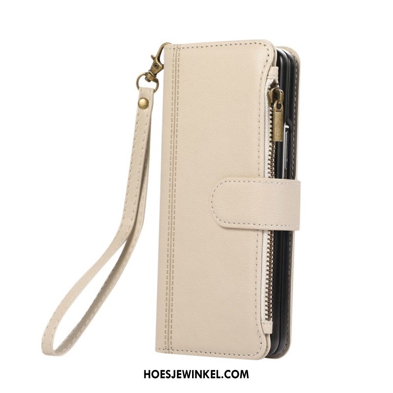 Leren Hoesje Samsung Galaxy Z Fold 7 Portemonnee Met Riempje